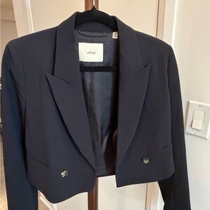 Aritzia Wilfred Cropped Dark Navy Blazer